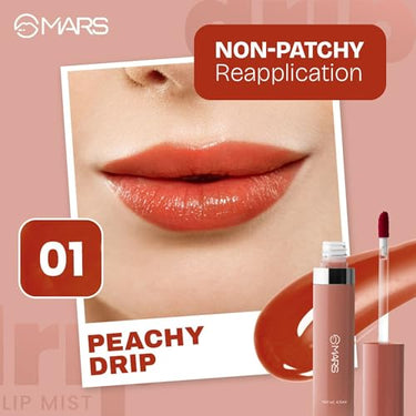 MARS Drip Lip Mist for Women (4.5 ml) (01-Peachy Drip) Reapplication Matte Liquid Lip Color | Long Lasting | Non-Transfer & Waterproof Lipstick for Women (4.5 ml) (21-Red Luck)